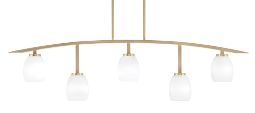 Kurve 5 Light Bar, New Age Brass Finish, 5" White Linen Glass (3745-NAB-615)
