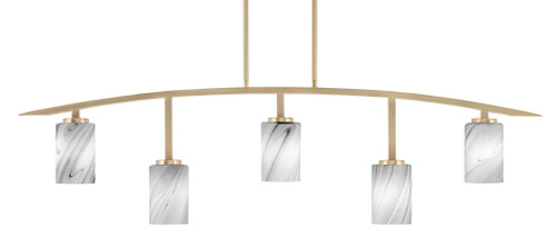 Kurve 5 Light Bar, New Age Brass Finish, 4" Onyx Swirl Glass (3745-NAB-3009)