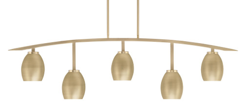 Kurve 5 Light Bar, New Age Brass Finish, 5" New Age Brass Oval Metal Shades (3745-NAB-426-NAB)