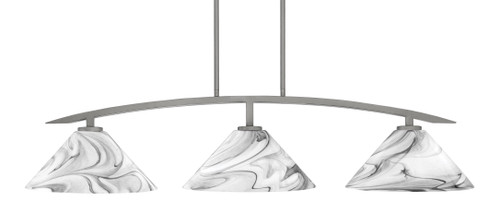 Kurve 3 Light Island Light, Graphite Finish, 12" Onyx Swirl Glass (3736-GP-2129)