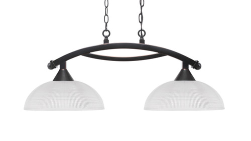 Bow 2 Light Island Light, Black Copper Finish, 13" Clear Ribbed Glass (872-BC-540)