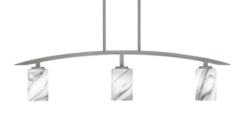 Kurve 3 Light Island Light, Graphite Finish, 4" Onyx Swirl Glass (3736-GP-3009)