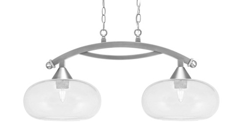 Bow 2 Light Island Light, Brushed Nickel Finish, 13" Clear Bubble Glass  (872-BN-206)