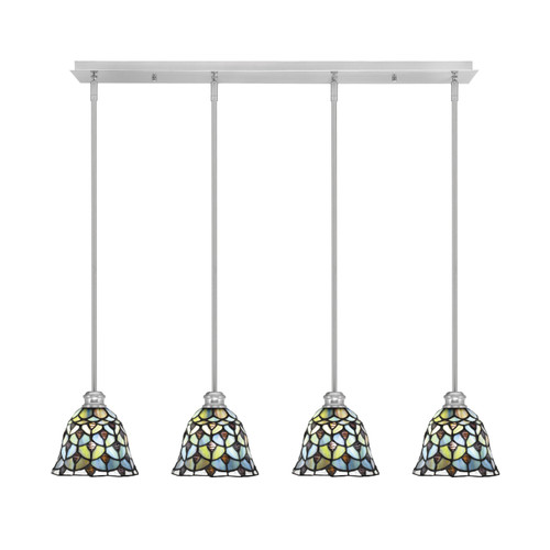 Edge 4 Light Linear Pendalier, Brushed Nickel Finish, 7" Crescent Art Glass (1156-BN-9965)