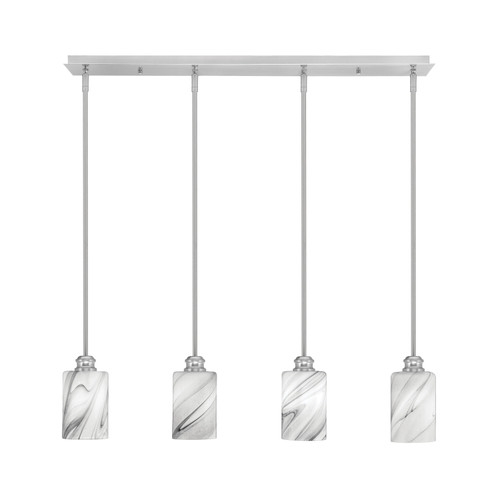 Edge 4 Light Linear Pendalier, Brushed Nickel Finish, 4" Onyx Swirl Glass (1156-BN-3009)