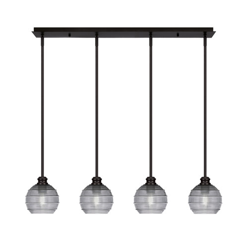 Edge 4 Light Linear Pendalier, Espresso Finish, 6" Smoke Ribbed Glass (1156-ES-5112)