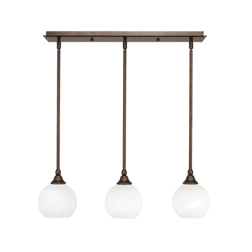 3 Light Stem Hung Linear Pendalier, Bronze Finish, 5.75" White Marble Glass (25-BRZ-4101)