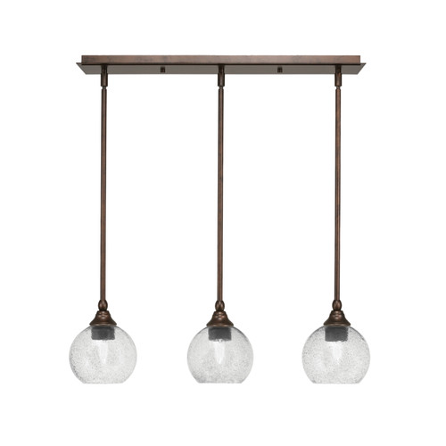 3 Light Stem Hung Linear Pendalier, Bronze Finish, 5.75" Smoke Bubble Glass (25-BRZ-4102)