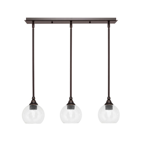 3 Light Stem Hung Linear Pendalier, Dark Granite Finish, 5.75" Clear Bubble Glass  (25-DG-4100)