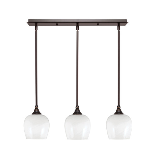 3 Light Stem Hung Linear Pendalier, Dark Granite Finish, 6" White Marble Glass (25-DG-4811)