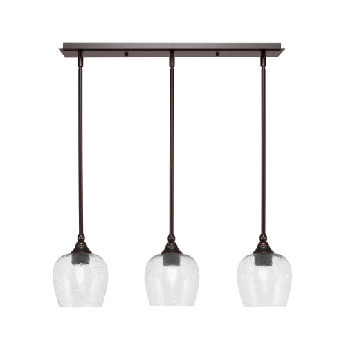 3 Light Stem Hung Linear Pendalier, Dark Granite Finish, 6" Smoke Bubble Glass (25-DG-4812)