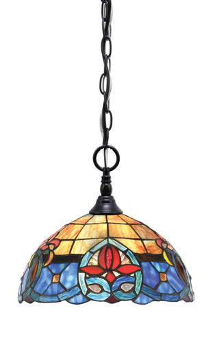 Chain Hung Mini Pendant, Matte Black Finish, 12" Sierra Art Glass (11-MB-9359)