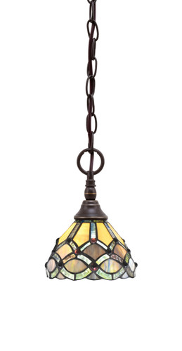 Chain Hung Mini Pendant, Dark Granite Finish, 7" Grand Merlot Art glass (11-DG-9435)