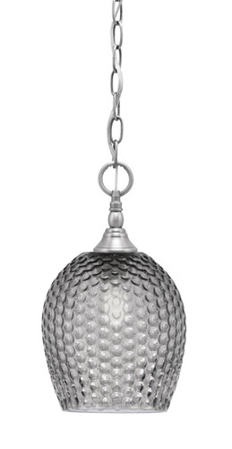 Chain Hung Mini Pendant, Brushed Nickel Finish, 7.5" Smoke Textured Glass (11-BN-4902)