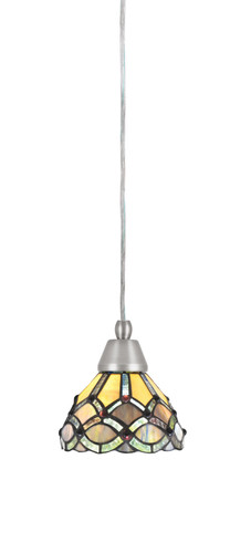 Cord Mini Pendant, Brushed Nickel Finish, 7" Grand Merlot Art Glass (22-BN-9435)