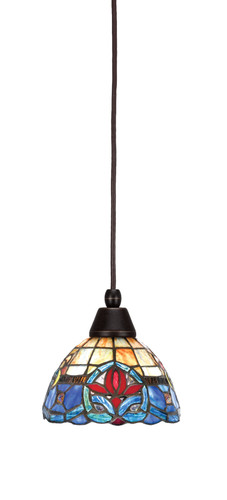 Cord Mini Pendant, Dark Granite Finish, 7" Sierra Art Glass (22-DG-9355)