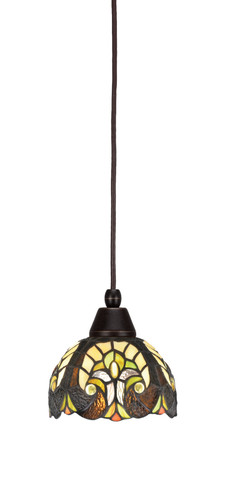 Cord Mini Pendant, Dark Granite Finish, 7" Ivory Cypress Art Glass (22-DG-9945)