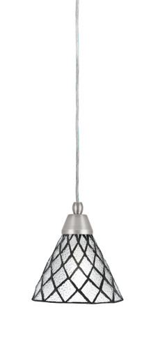 Cord Mini Pendant, Brushed Nickel Finish, 7" Diamond Ice Art Glass (22-BN-9185)