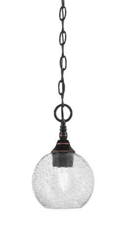 Chain Hung Mini Pendant, Black Copper Finish, 5.75" Smoke Bubble Glass (11-BC-4102)