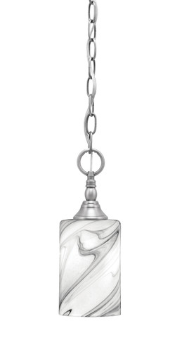 Chain Hung Mini Pendant, Brushed Nickel Finish, 4" Onyx Swirl Glass (11-BN-3009)