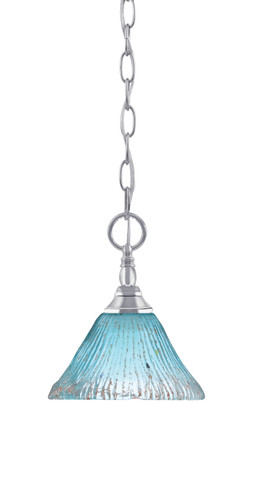 Chain Hung Mini Pendant, Chrome Finish, 7" Teal Crystal Glass (11-CH-458)