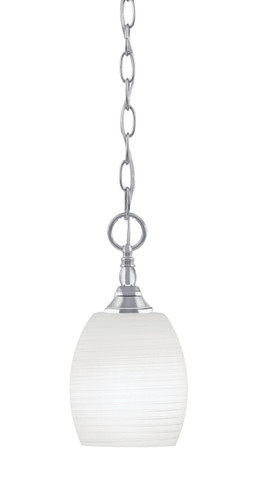 Chain Hung Mini Pendant, Chrome Finish, 5" White Linen Glass (11-CH-615)