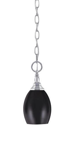 Chain Hung Mini Pendant, Chrome Finish, 5" Matte Black Oval Metal Shade (11-CH-426-MB)
