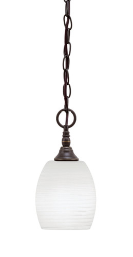 Chain Hung Mini Pendant, Dark Granite Finish, 5" White Linen glass (11-DG-615)