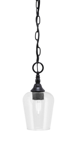 Chain Hung Mini Pendant, Matte Black Finish, 5" Clear Bubble Glass (11-MB-210)