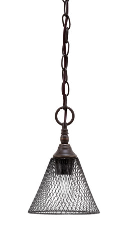 Chain Hung Mini Pendant, Dark Granite Finish, 7" Dark Granite Cone Mesh Metal Shade (11-DG-805-DG)