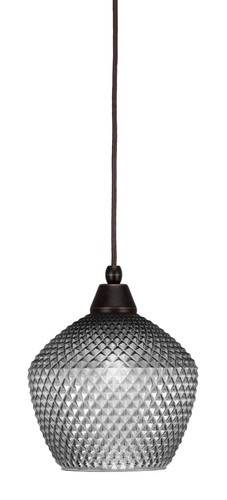 Cord Mini Pendant, Dark Granite Finish, 9" Smoke Textured Glass (22-DG-4922)