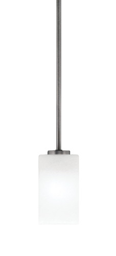 Atlas Stem Hung Mini Pendant, Graphite Finish, 3.5" Square White Marble Glass (4501-GP-541)