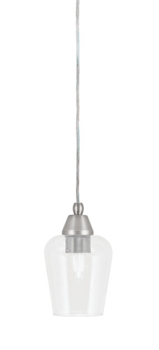 Cord Mini Pendant, Brushed Nickel Finish, 5" Clear Bubble Glass (22-BN-210)
