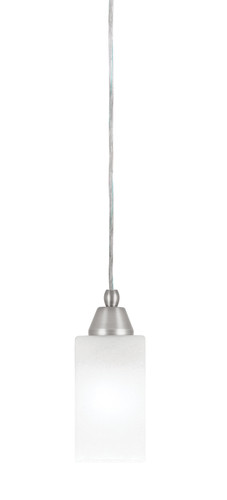 Cord Mini Pendant, Brushed Nickel Finish, 3.5" Square White Marble Glass  (22-BN-541)