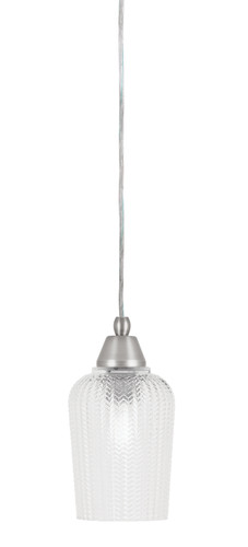 Cord Mini Pendant, Brushed Nickel Finish, 5" Clear Textured Glass (22-BN-4250)