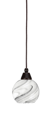 Cord Mini Pendant, Dark Granite Finish, 5.75" Onyx Swirl Glass (22-DG-4109)