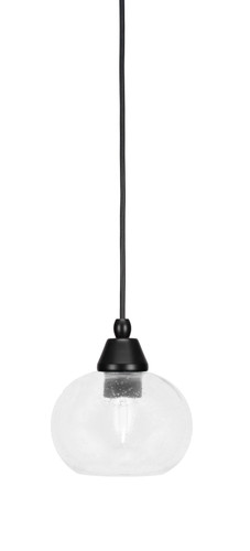 Cord Mini Pendant, Matte Black Finish, 7" Clear Bubble Glass (22-MB-202)
