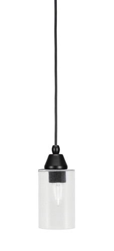 Cord Mini Pendant, Matte Black Finish, 4" Clear Bubble Glass (22-MB-300)