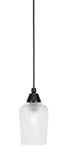 Cord Mini Pendant, Matte Black Finish, 5" Clear Textured Glass (22-MB-4250)