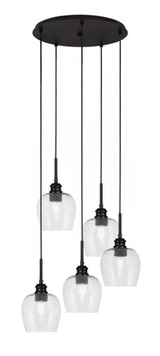 Edge 5 Light Cluster Pendalier, Espresso Finish, 6" Smoke Bubble Glass (1175-ES-4812)
