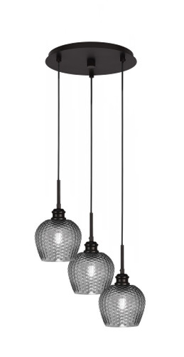 Edge 3 Light Cluster Pendalier, Espresso Finish, 6" Smoke Textured Glass (1173-ES-4602)