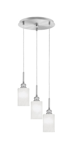 Edge 3 Light Cluster Pendalier, Brushed Nickel Finish, 4" White Marble Glass (1173-BN-3001)