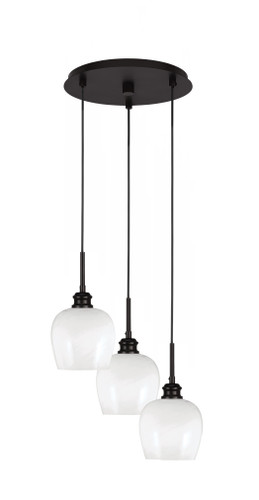 Edge 3 Light Cluster Pendalier, Espresso Finish, 6" White Marble Glass (1173-ES-4811)