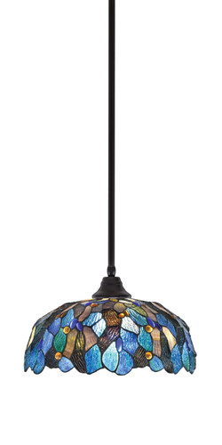 Stem Hung Pendant, Espresso Finish, 16" Blue Mosaic Art Glass (26-ES-995)