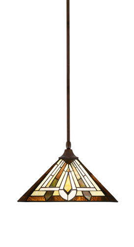 Stem Hung Pendant, Bronze Finish, 14" Square Tahoe Art Glass   (13-BRZ-959)