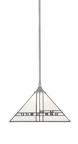 Stem Hung Pendant, Brushed Nickel Finish, 14" Square New Deco Art Glass   (13-BN-955)
