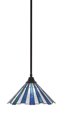 Stem Hung Pendant, Espresso Finish, 16" Sea Ice Art Glass (26-ES-932)