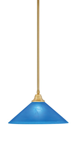 Stem Hung Pendant, New Age Brass Finish, 16" Blue Italian Glass (26-NAB-415)