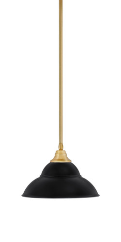 Stem Hung Pendant, New Age Brass Finish, 13" Matte Black Double Bubble Metal Shade (26-NAB-428-MB)