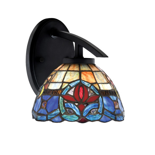 Kurve 1 Light Downlight Wall Sconce, Matte Black Finish, 7" Sierra Art Glass (3720-MB-9355)
